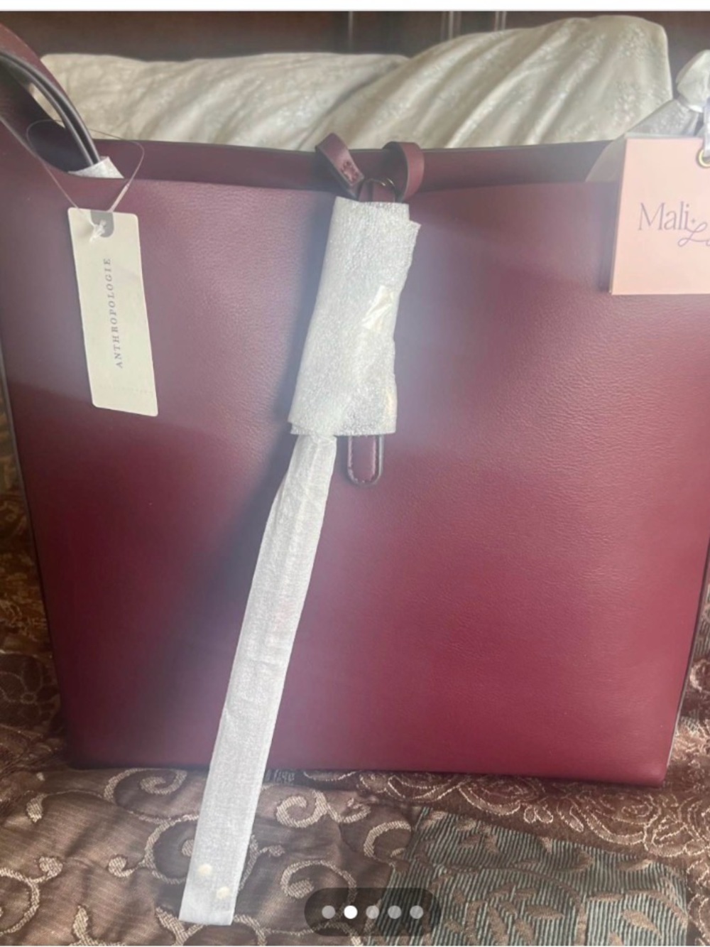 Anthropologie Mali Leather Tote in Wine Red